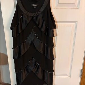 S.L. Fashions Black High Low Dress